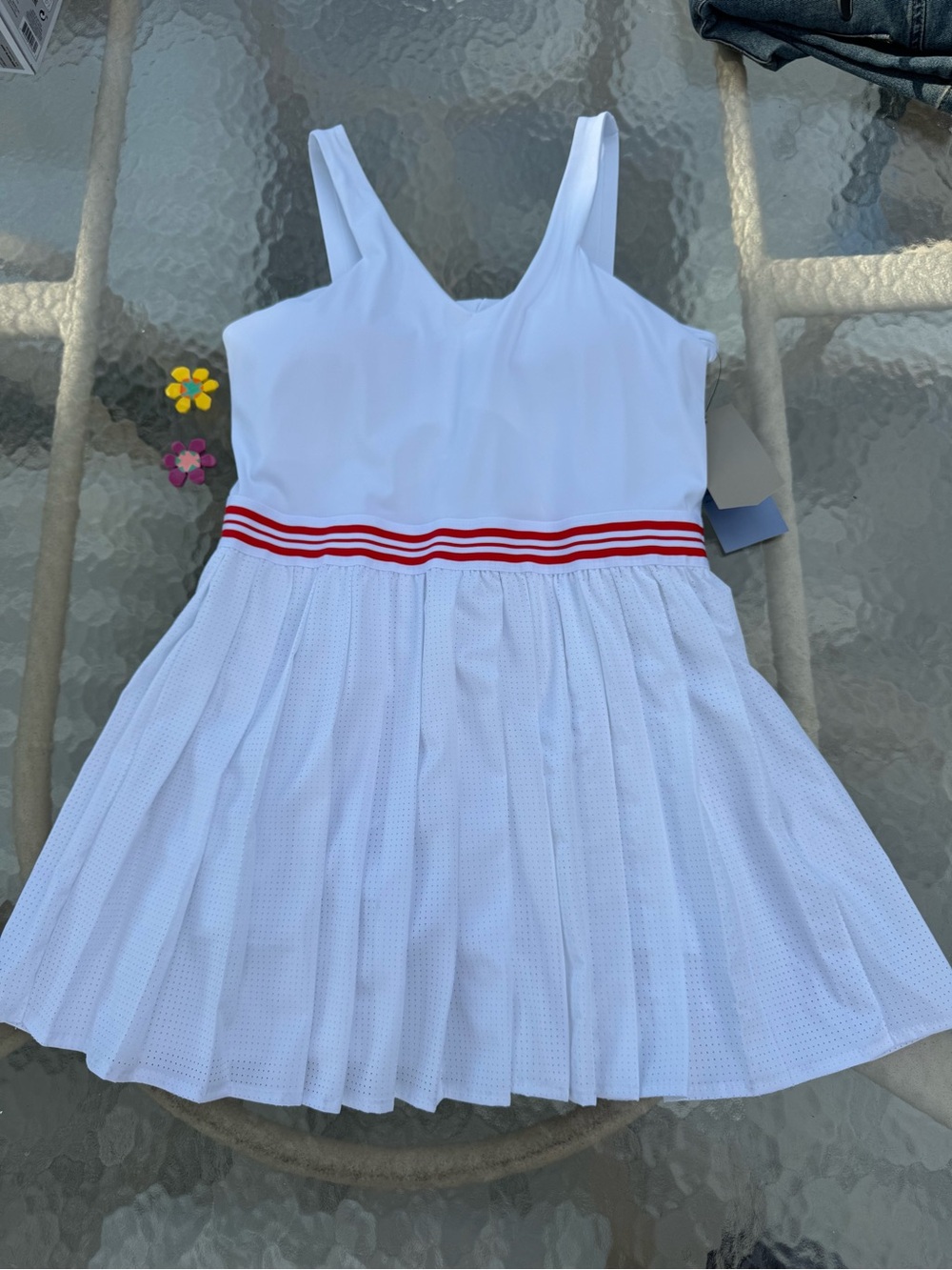 Avia White Pleated Athleisure Dress Size L NWT Built-In Short